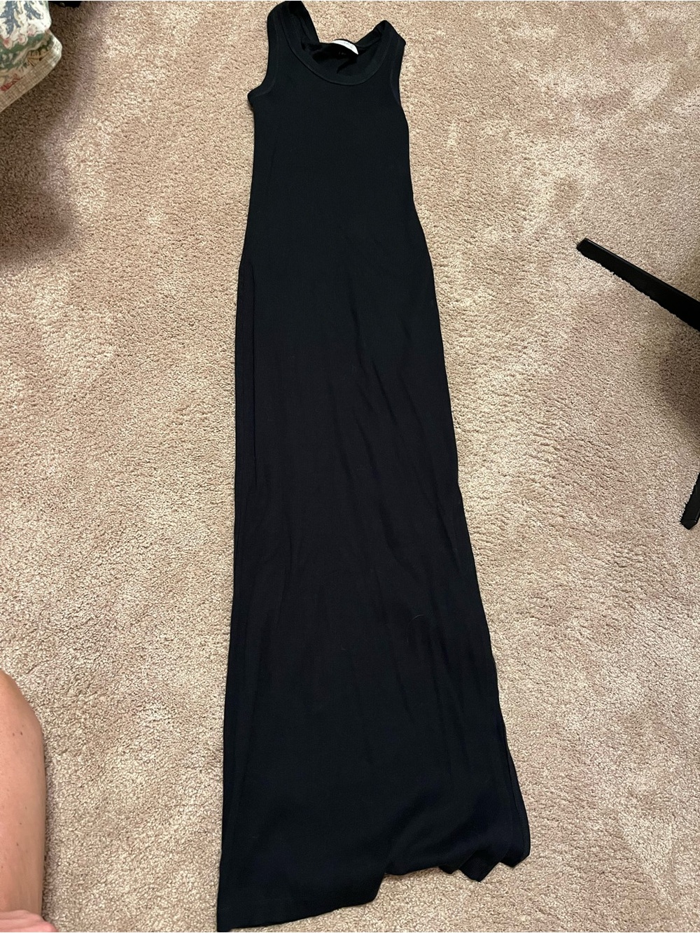Black Ribbed Sleeveless Maxi Dress